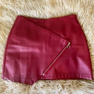 Zara Red Leather Skirt